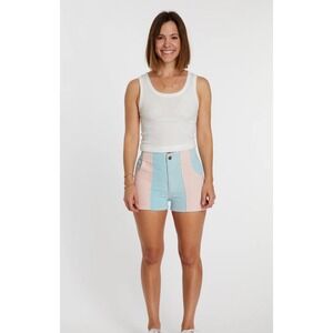 Hammies Womens Shorts‎ Size 24 Powder Blue Pink Corduroy High Waist Casual